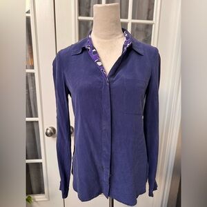 Diane Von Furstenberg Silk Blouse Purple Office Wear Size 2 Quiet Luxury